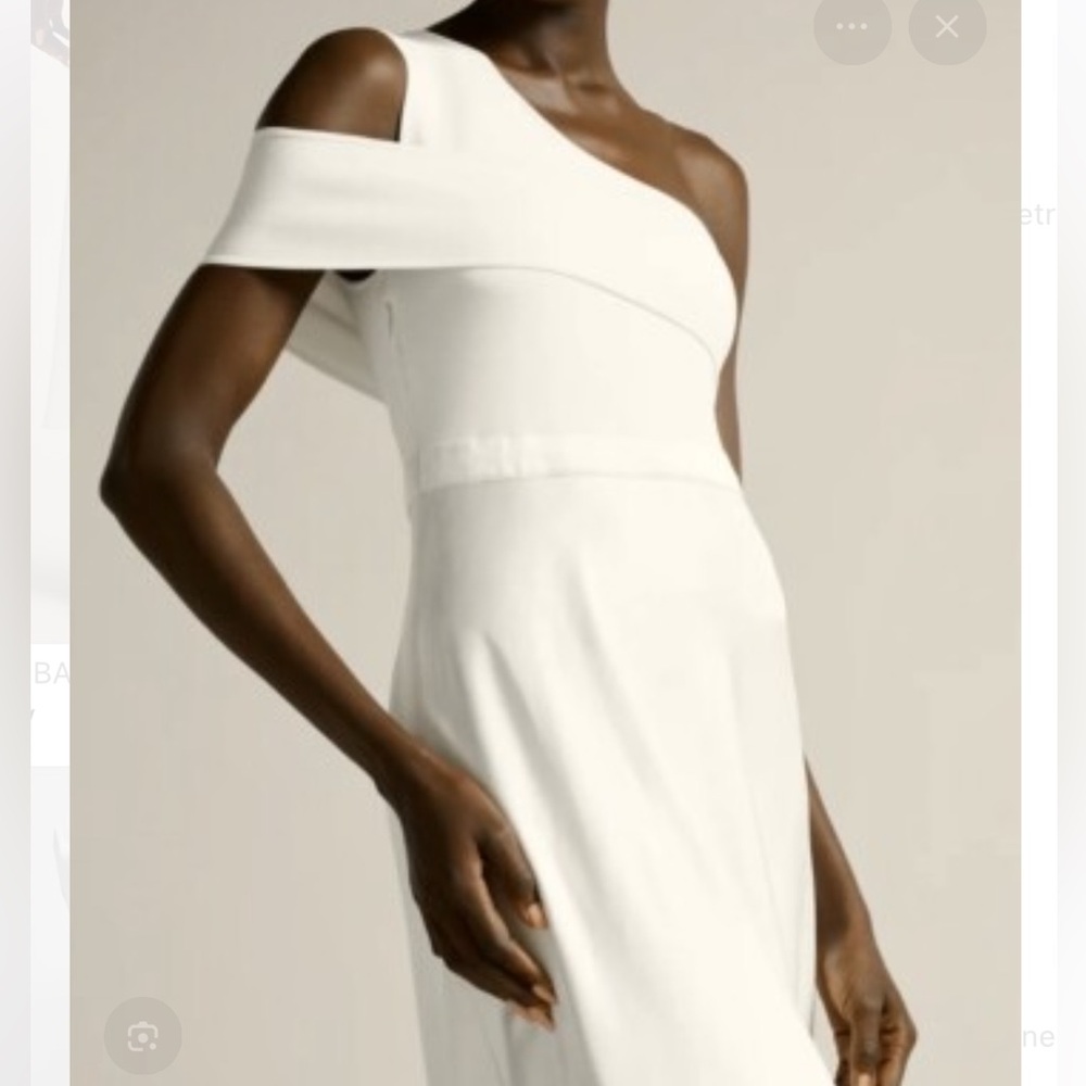 Ted Baker Ivena Asymmetric Knit Bodice with Satin Skirt White Dress Size 4 - NWT